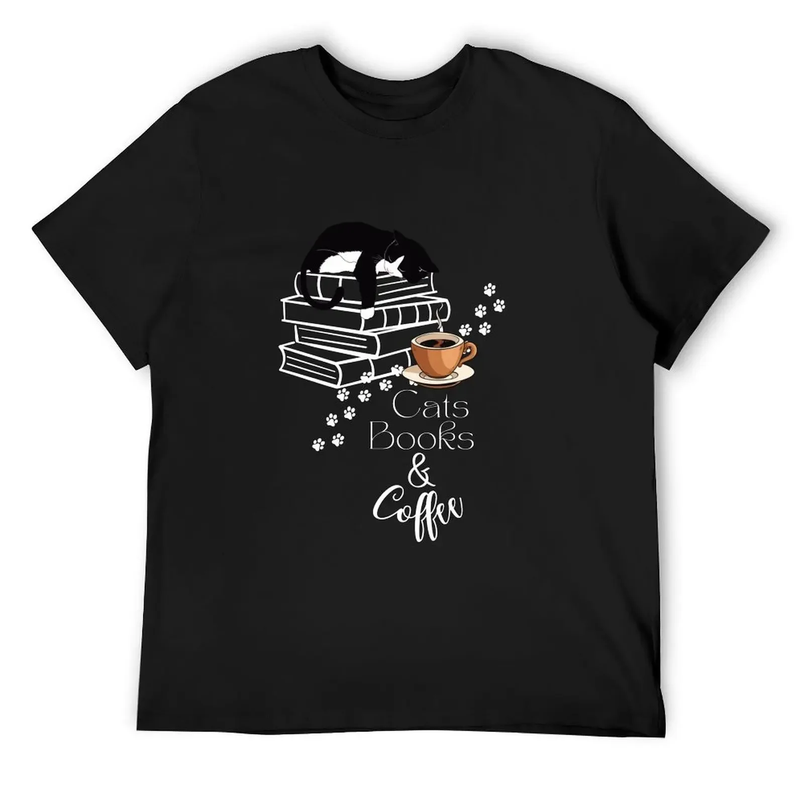 

Cats, Books and Coffee T-Shirt basketball graphic tees animal prinfor boys anime tshirt anime figures cotton t shirt men