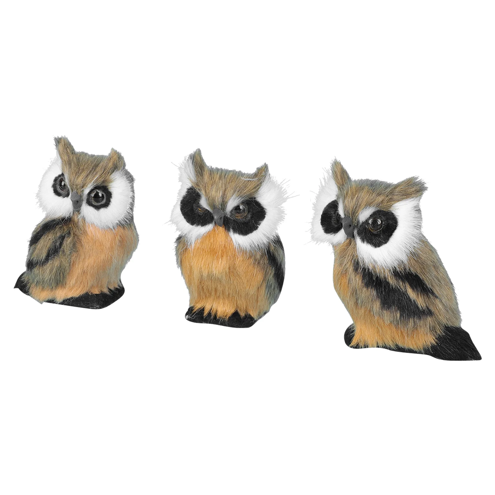 

3 Pcs Simulation Owl Animal Desktop Bird Decor Static Plastic Craft Ornament Model Scene