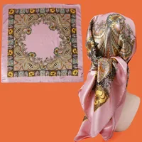 Luxury Brand Square Silk Scarf Women Shawl 90*90cm Cashew Print Kerchief Femme HeadScarf Foulard Satin Bandana Hijab random - Image 6