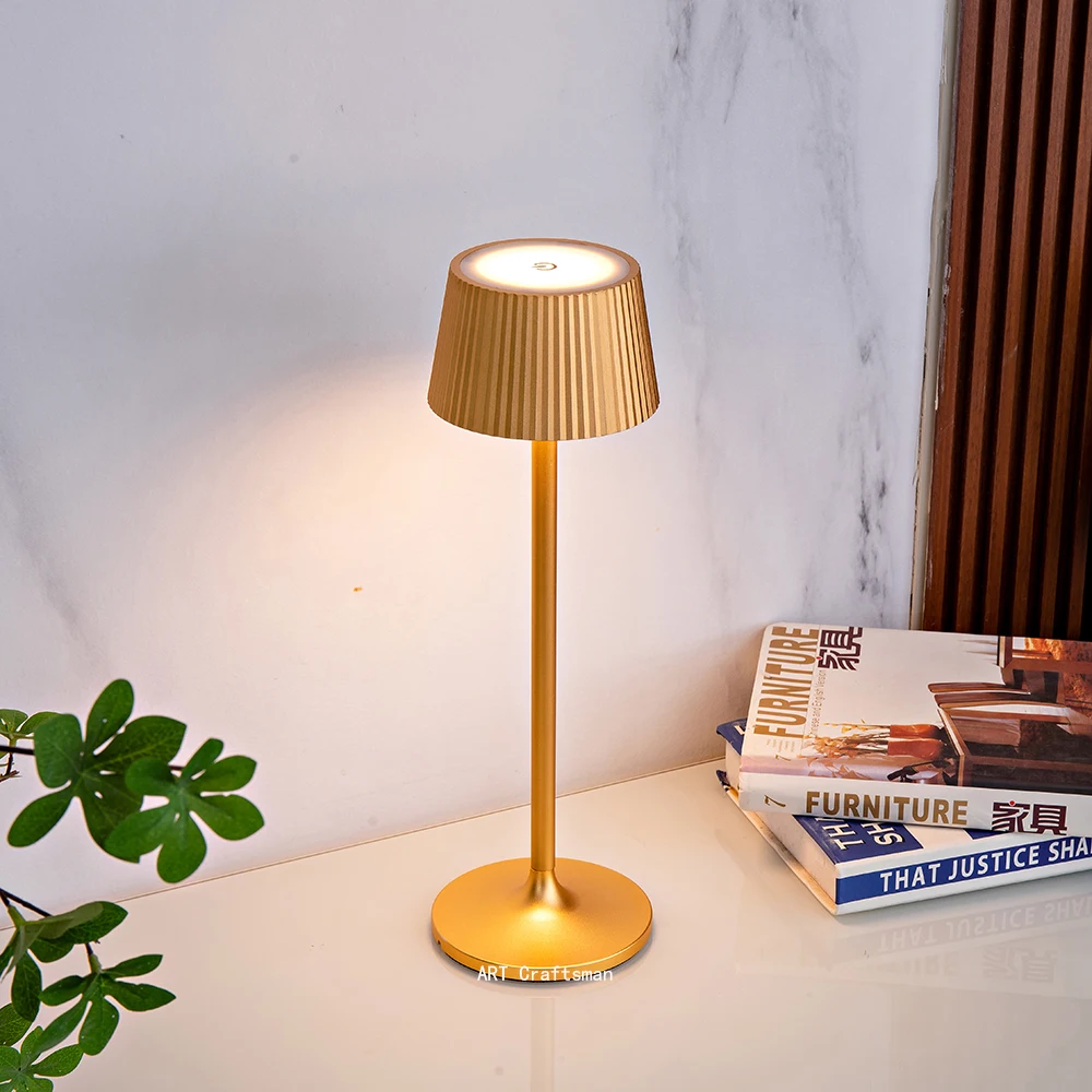 Rechargeable LED Table Lamp Touch Switch 3Colors Dimmable Book Lights Bar Club Dinner Creative Decorative Ambient Lighting