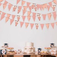 Rose Gold Party Decoration Rose Pink Triangle Pennant Banner for Graduation Wedding Bridal Shower Birthday Party Supplies