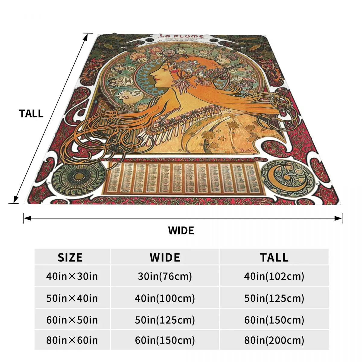 Zodiac (Original Version), By Alphonse Mucha (1896) ORIGINAL COLORS Blankets Throw Blanket Bedspread for Bed Travel Home Sofa
