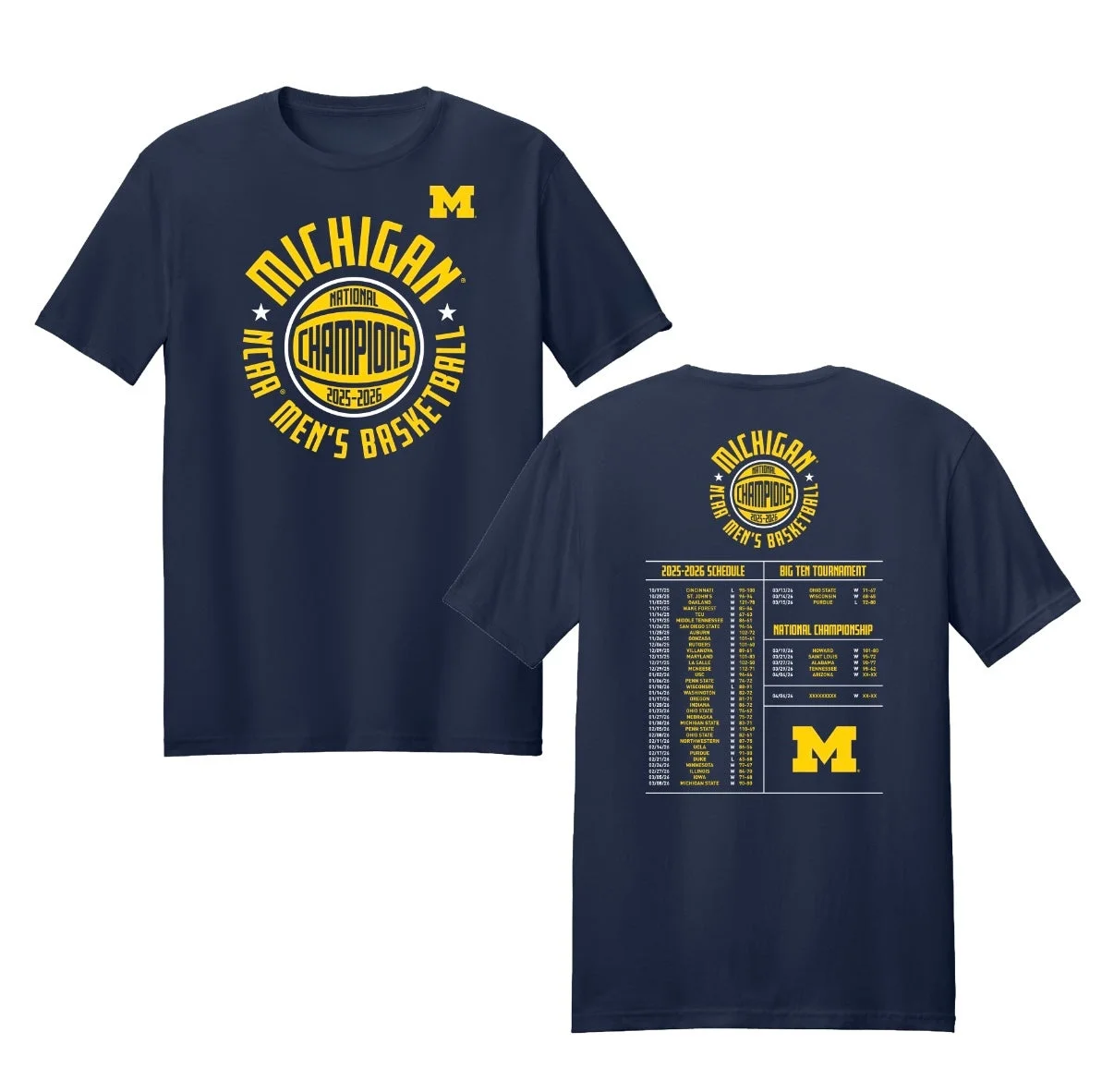 Michigan Wolverines National Championship Schedule Commemorative T-shirt Men's Shirt Casual Street Style Fashion