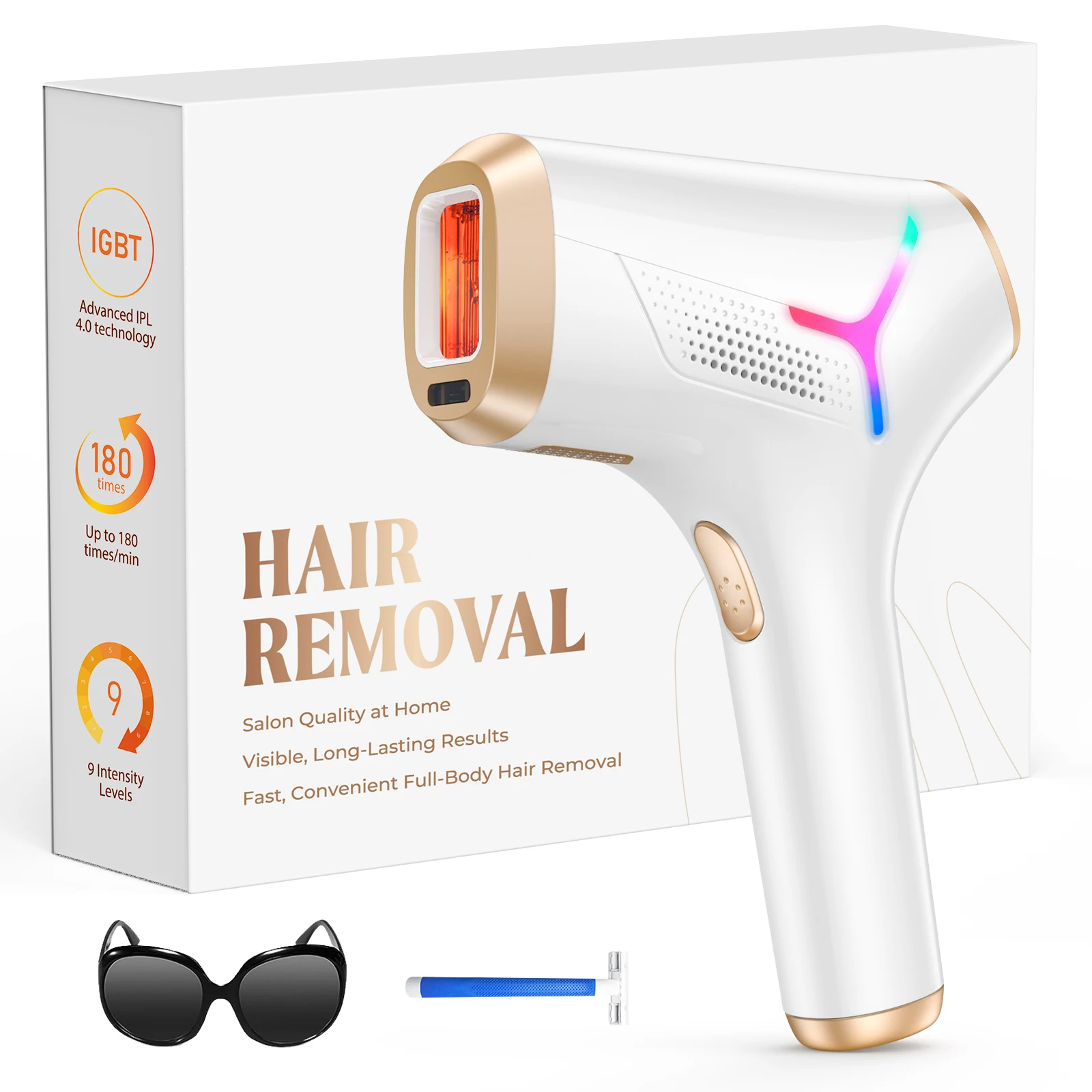 

IPL Hair Removal 999900+ Fast Flashes 9 Energy Levels 22j Painless Laser Epilator Face Armpits Legs Binikis Body Hair Trimmer