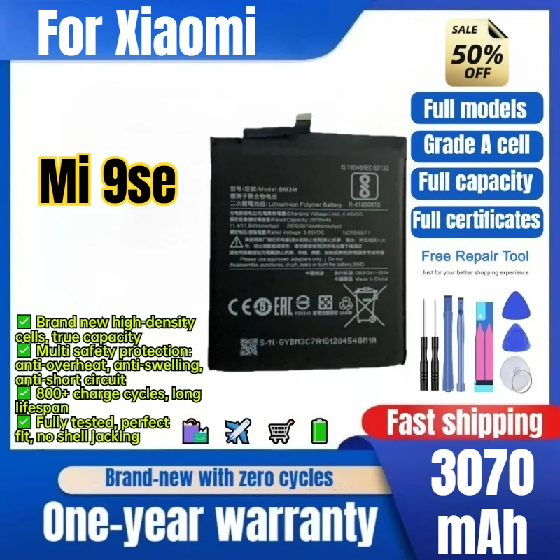 BM3M for Xiaomi Mi 9se Phone Battery 0 cycle high quality high capacity battery replacement Bateria Grade A cell with tools