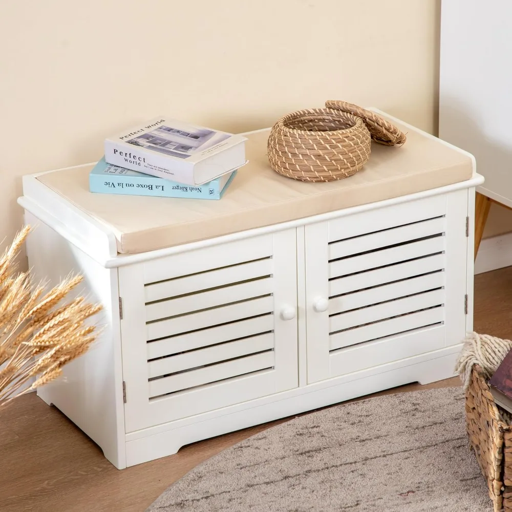 panca portaoggetti con cuscino e ripiani regolabili per ingresso