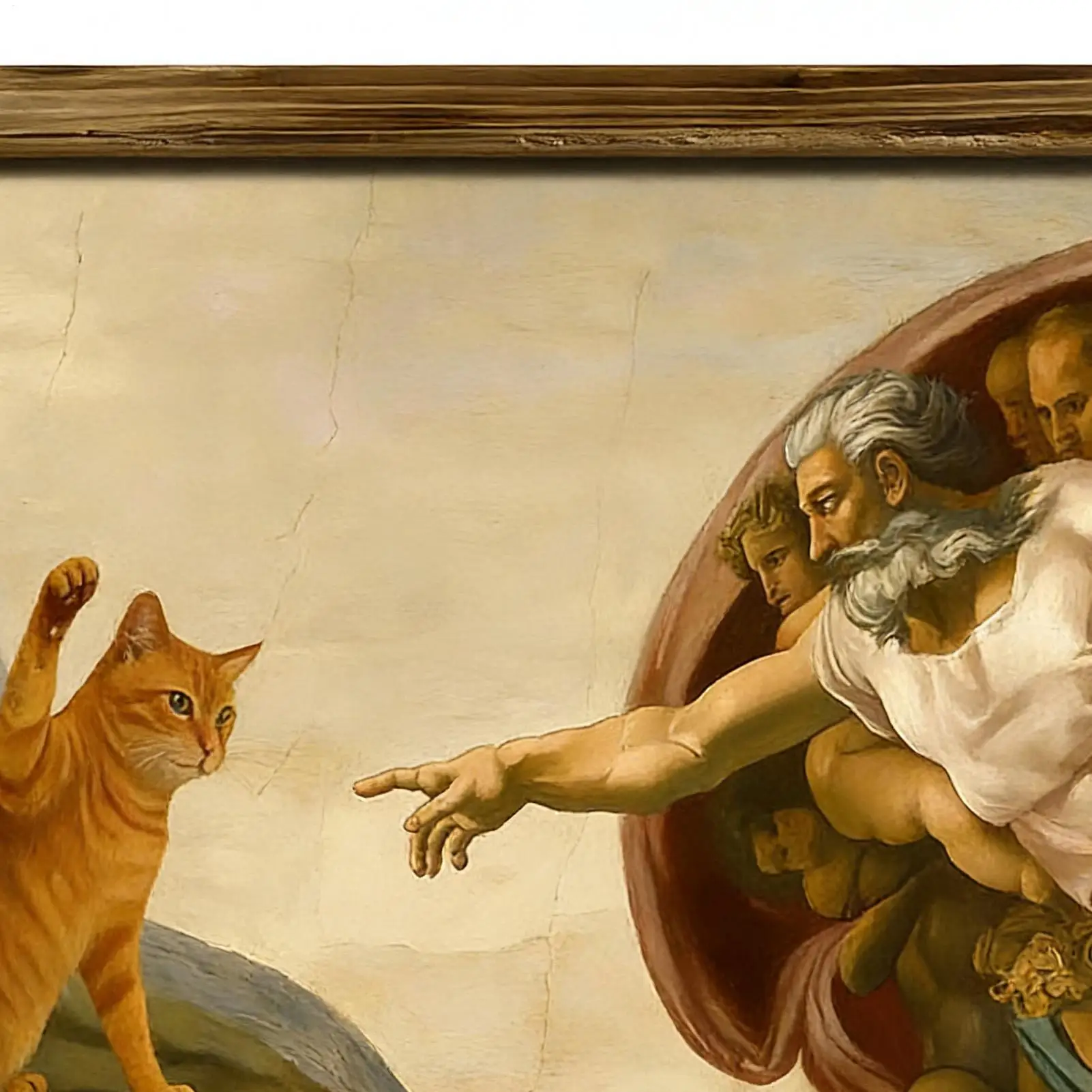 Cat Wall Decor 8 X 8inch Framed Vintage Renaissance-Inspired Print Cat Picture For Living Room Bedroom Playroom Farmhouse