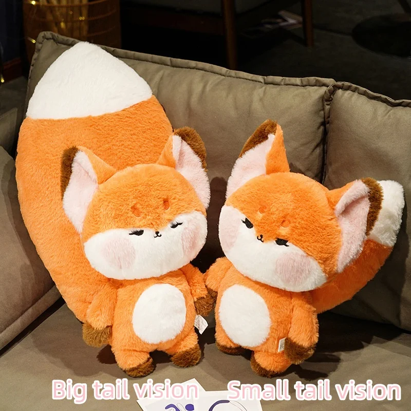 Super Big Tail Fox Hug Toy Stuffed Fairy Tale Fox Throw Pillow Red white Fox Nap Sleep Pillow Hug Cushion for Girl Birthday