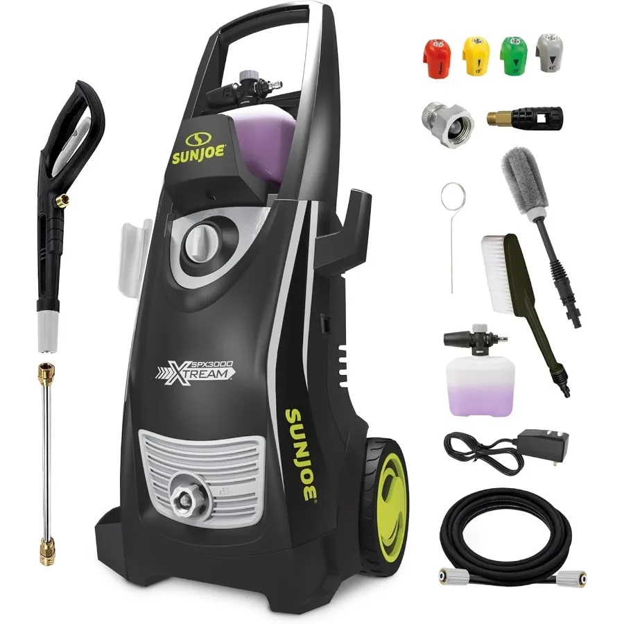 XTREAM Electric Pressure Washer 2200 PSI 1.1 GPM with 4 Nozzles Foam Cannon Wheel Bristle Brushes 20 ft Hose and 35 ft Power Co