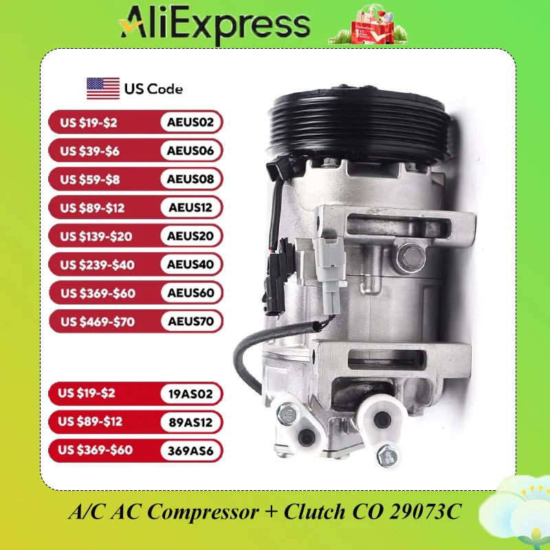 A/C AC Compressor + Clutch CO 29073C Fits For 2013-2018 Nissan Altima 2.5L SL SV Durable Compressor NEW