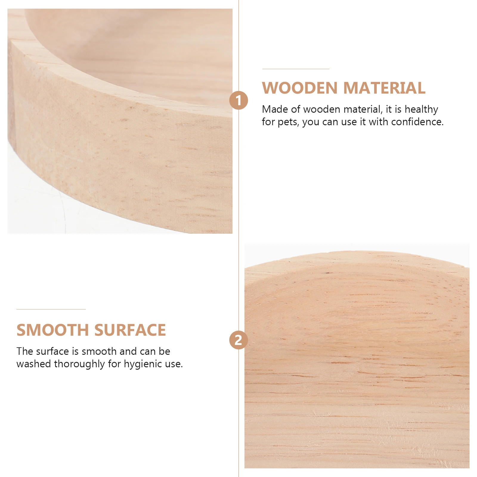 

Solid Wood Food Bowl Large Size Durable Wear Resistant Feeding Accessory Washable Pet Supplies Wooden Feeder Hamster Chinchilla