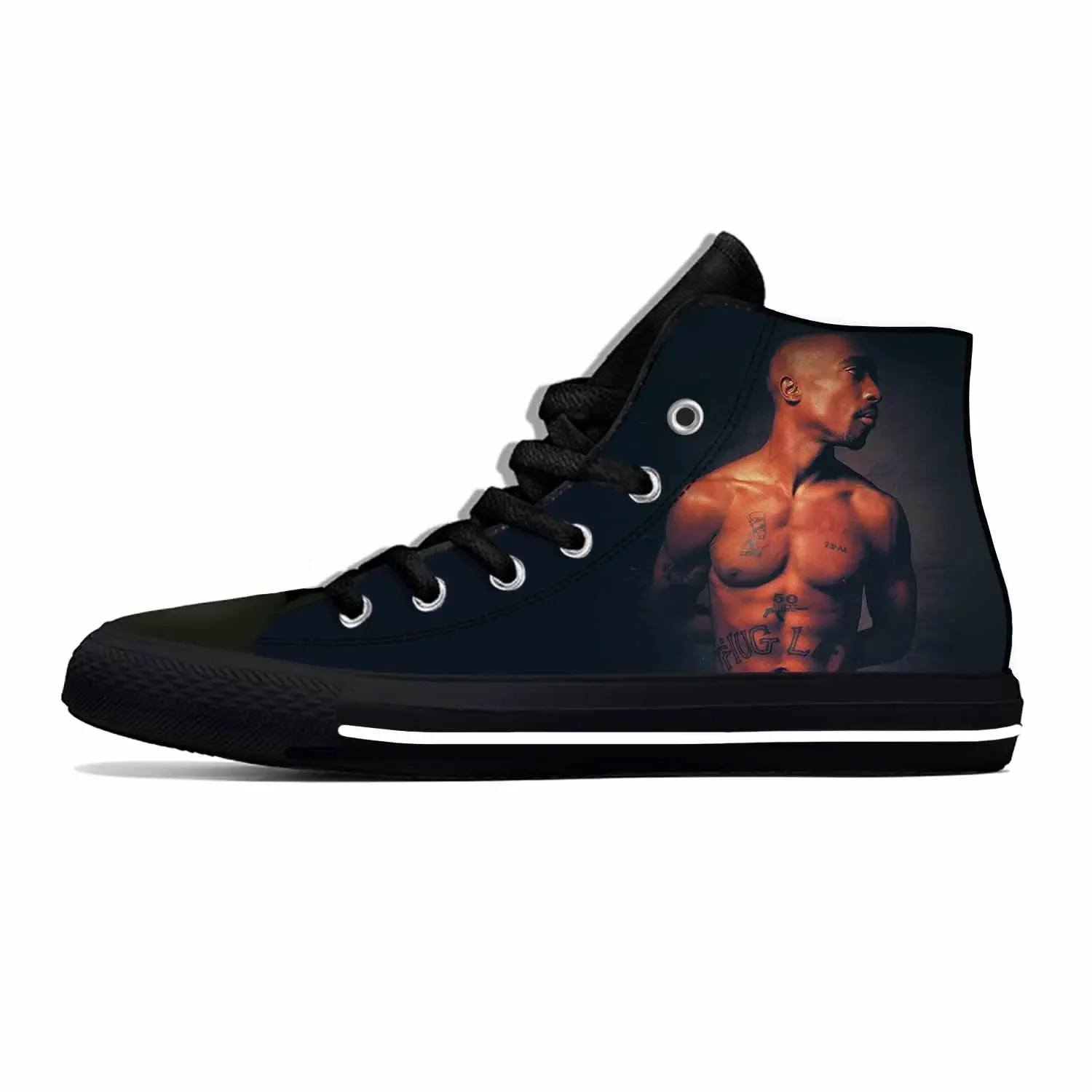 Tupac Hip Hop Rap Rapper 2pac Makaveli Music Cool Casual Cloth Shoes High Top Lightweight Breathable 3D Print Men Women Sneakers