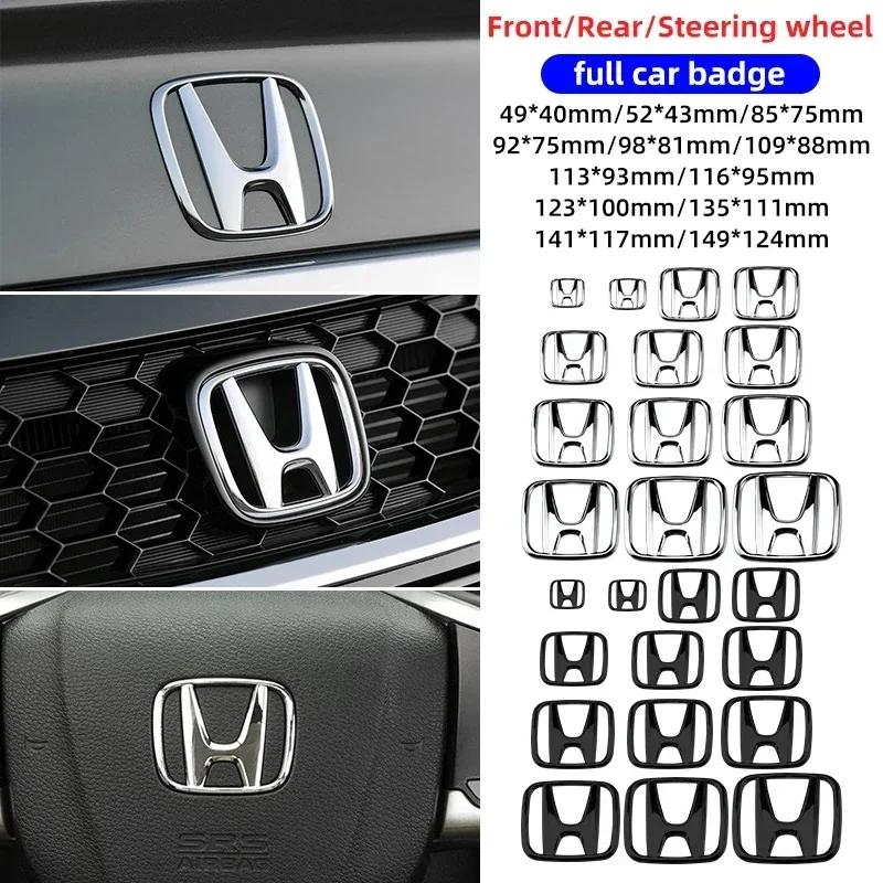 1pcs Car Front Grill Emblem Rear Trunk Badge H Sticker for Honda Accord Civic 10th 8th FIT URV VEZEL CRIDER Brio CRV XRV Odyssey