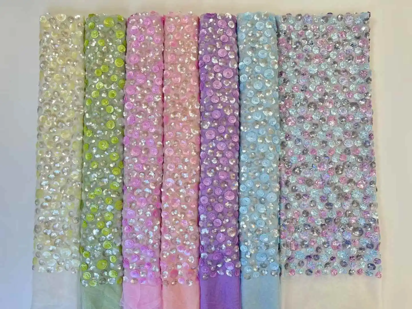 African Nigeria High-Quality Sequins Embroidery Tulle Lace Fabric 2025 Guipure Dress Beads 5 Yards For Wedding Party - Image 6