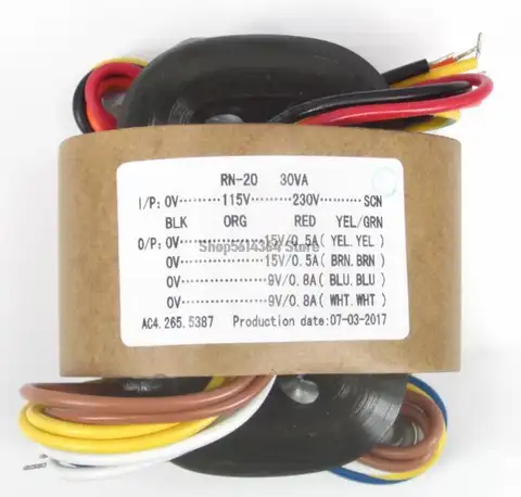30W 30VA Entrada Primária 0-115-230V-SCN Saída Secundária 9V 12V 15V 18V 24V R-core Transformador Audiófilo