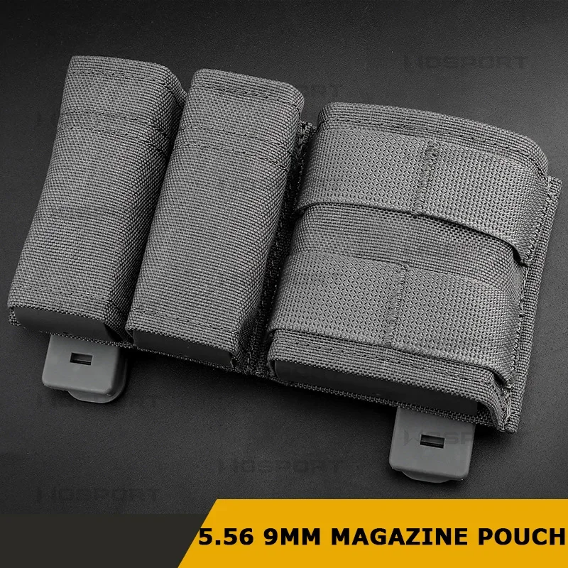 Tactical 9mm Magazine Pouch Hunting Molle Double Magazine Bag with Hard Clip Plate Clip 5.56 Mag Case view 3