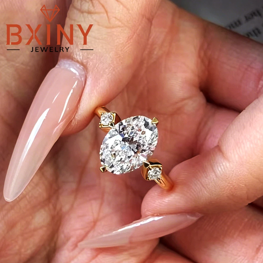 

BXINY 2CT Oval Cut Moissanite Rings 100% S925 Silver GRA Certified Diamond for Women Daily Wear Promise Bands Fine Jewelry Gifts