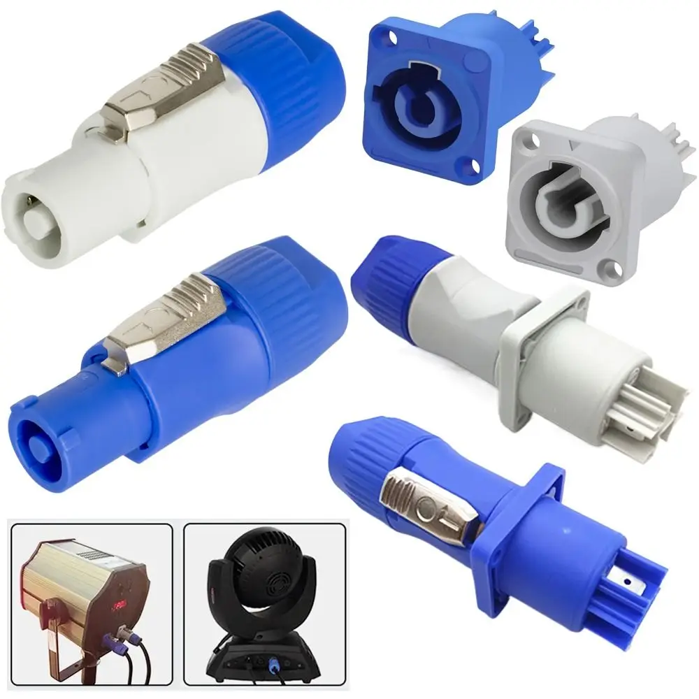20A Powercon Connector 250V 3 PIN NAC3FCA NAC3FCB AC Male Plug Blue White Socket Audio Power Plug Connector
