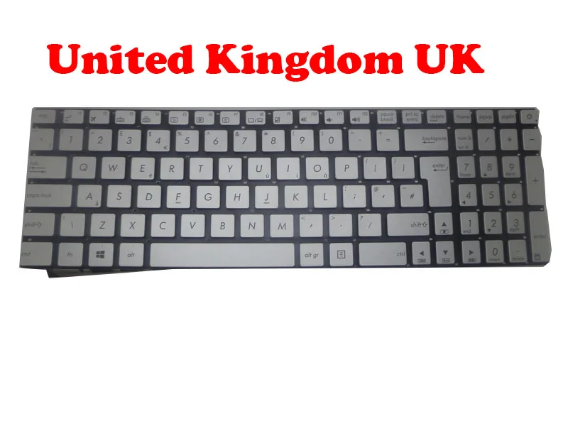 

Laptop Keyboard For ASUS R555 R555J R555JB R555JX R555JW R555JQ R555Z R555ZU No Backlit Film United Kingdom UK Black/Silver