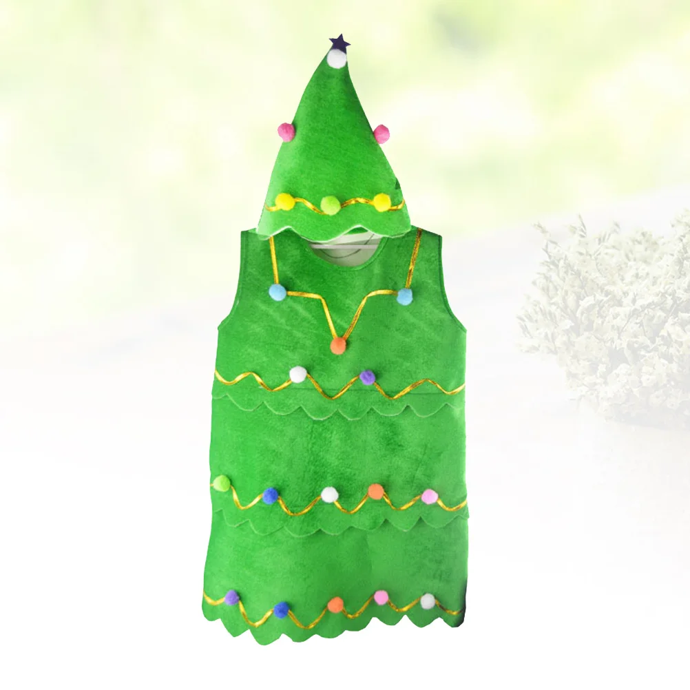 Christmas Tree Costume Dress Hat Party Performance Masquerade Cosplay Boys Girls Show Holiday Ball Color Random