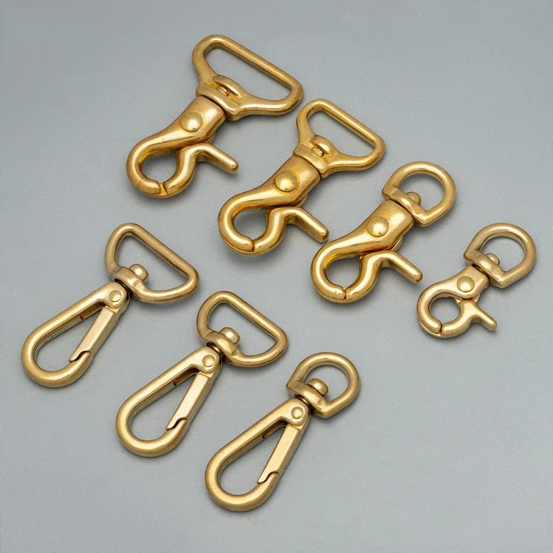 Solid Brass Snap Hook Bolt Trigger Clip Rotatable Lobster Clasps for Leather Craft Bag Strap Belt Webbing Pet Dog Rope Leashes