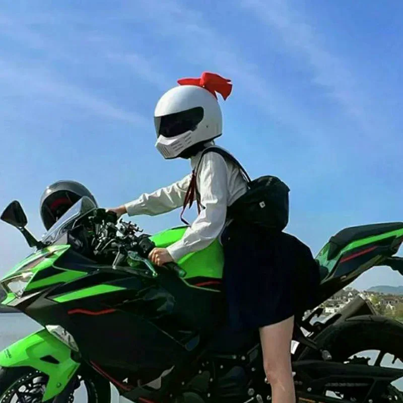 

Cute Women's Quick-Dismantling Cotton Motorcycle Helmet with Bowknot Body Decoration Electric Bike Safety Gear for Girls