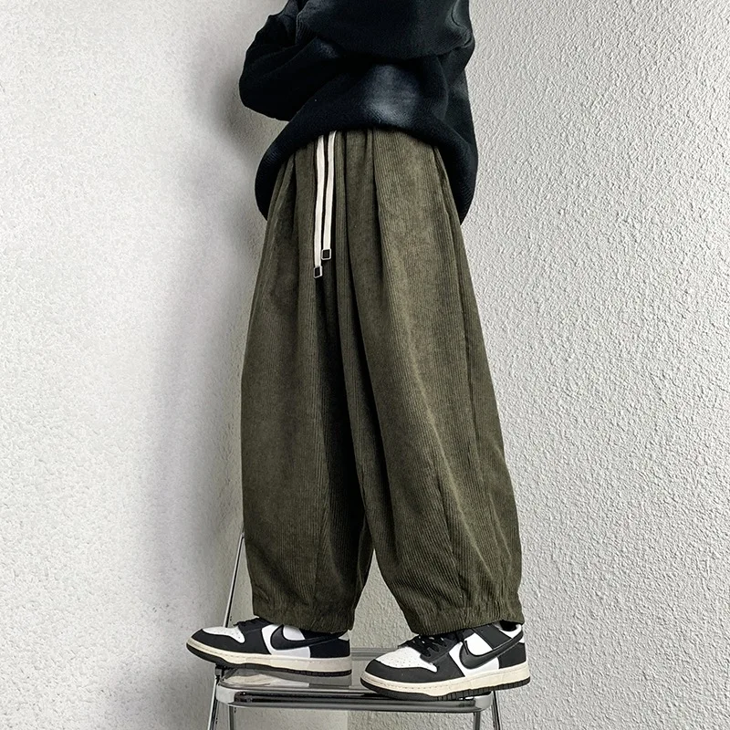Autumn and Winter Corduroy Loose Pants Men's Simple Thickened Straight Leg Pants Casual Harajuku Harem Pants