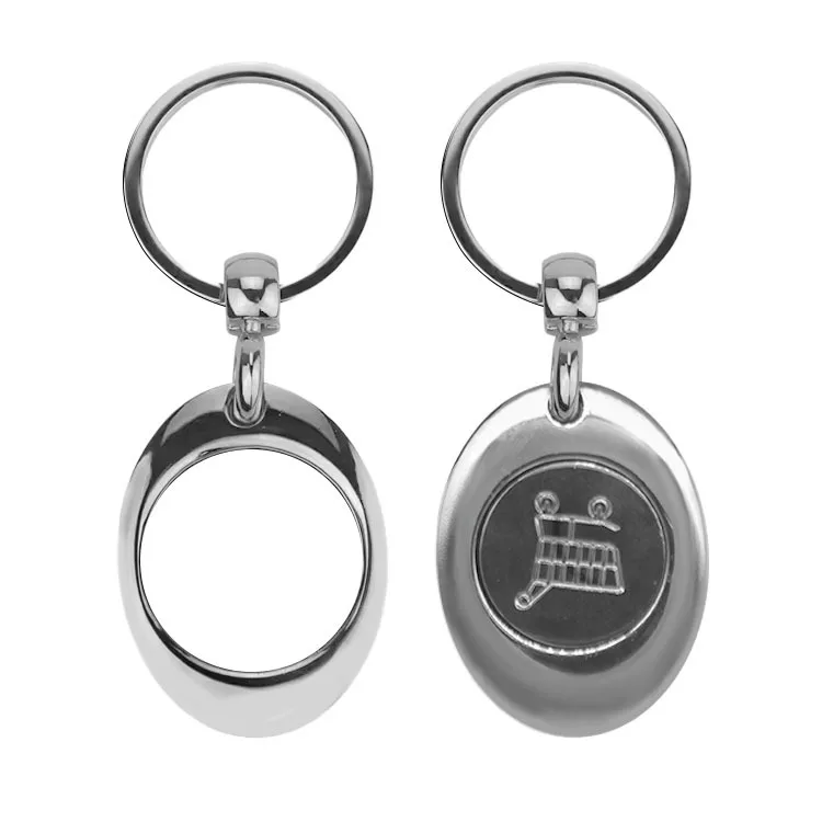 Universal Shopping Trolley Cart Token Keychain Sublimation Blank Key Token Keyring Charm Metal Pendant For Heat Transfer Print