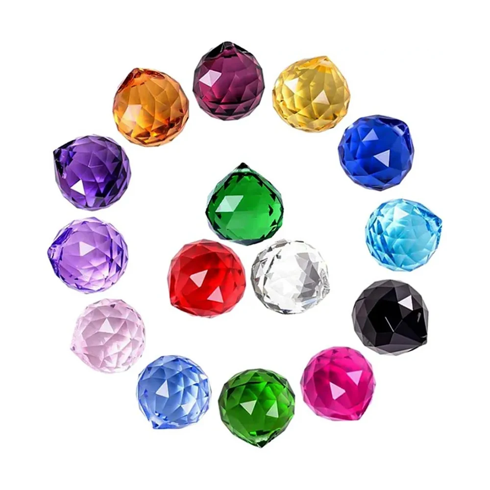 

15mm/20mm/30mm/40mm 10 Pcs Color K9 Crystals Glass Faceted Hanging Ball Suncather for Mariage Wedding Party Hotel Home Decor