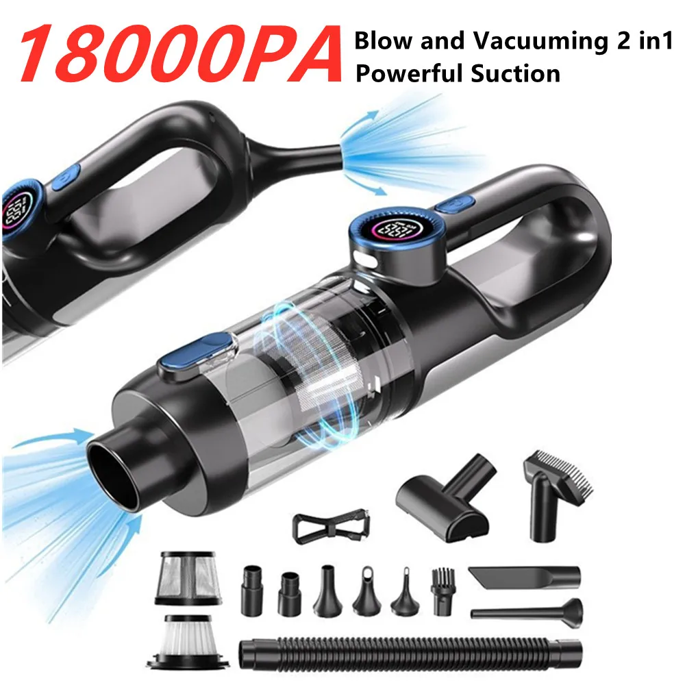 18000PA Car Vacuum Cleaner Wireless Handheld Mini Vaccum Cleaner For Car Home Pet Cleaning High-Power Portable Vacuum Cleaner