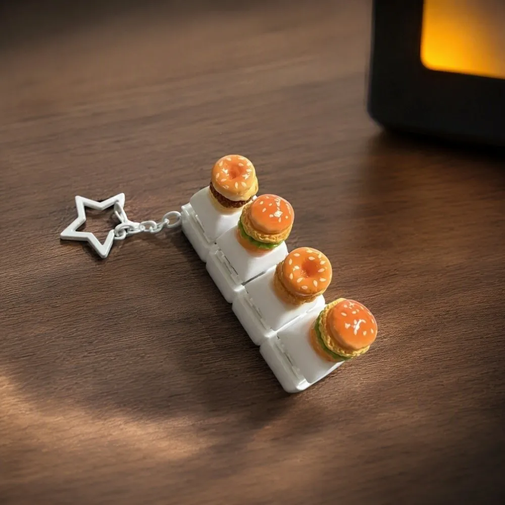 Cute Glow Design Decompression Button Simulation Keyboard Cream Bread Mini Keyboard Pendant Burger Sandwich Luminous