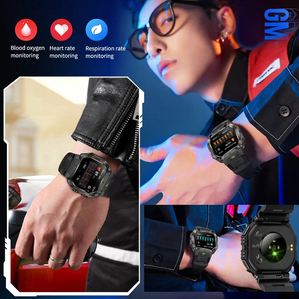 COLMI P85 Smartwatch الرجال مدير الصحة بلوتوث دعوة IP68 مصباح يدوي مقاوم للماء الرياضة في الهواء الطلق وعرة ساعة ذكية للهاتف