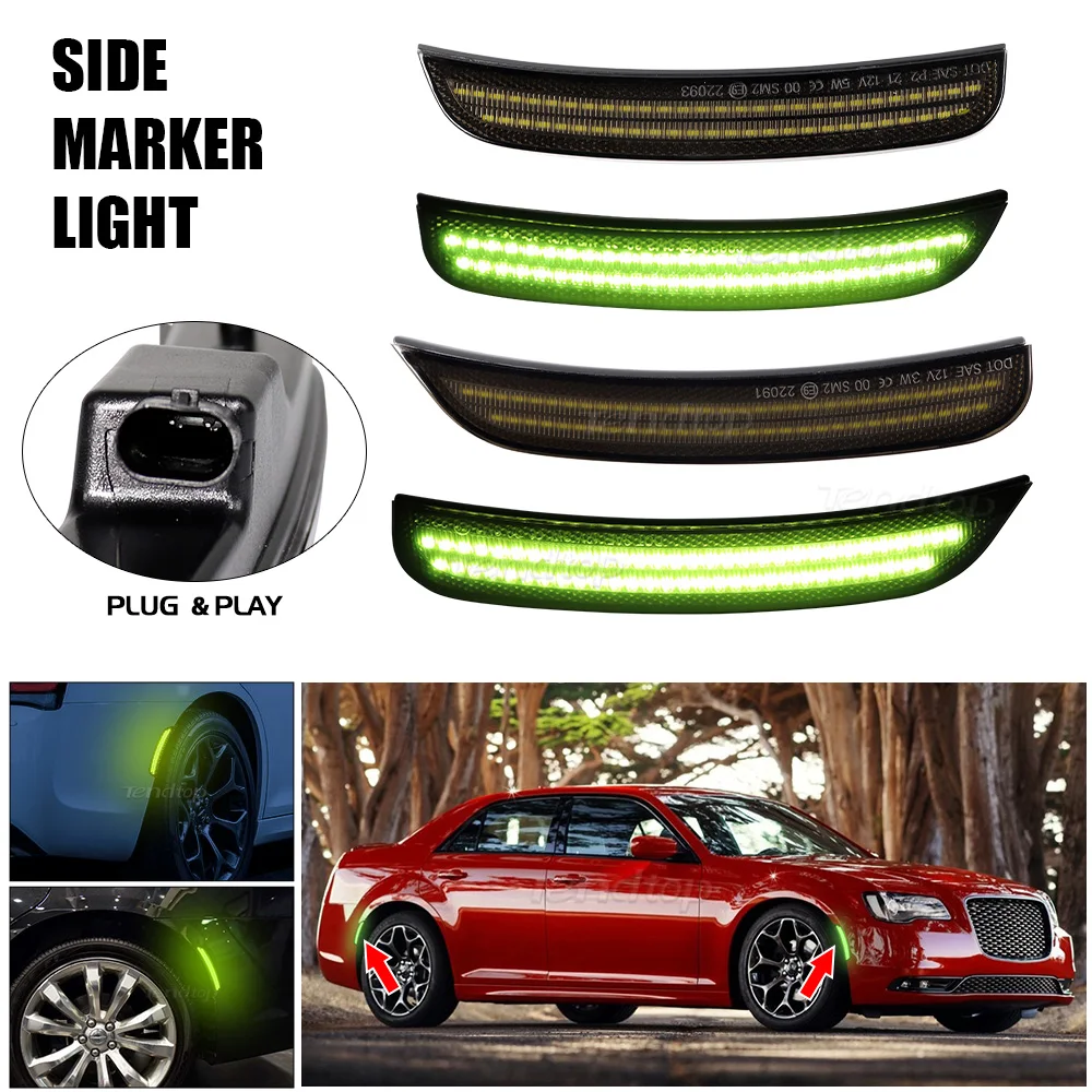 

Full LED Amber/Red/Green/White Side Marker Lights Front Bumper Side Marker Lamp Front Bumper For 2015-2023 Chrysler 300