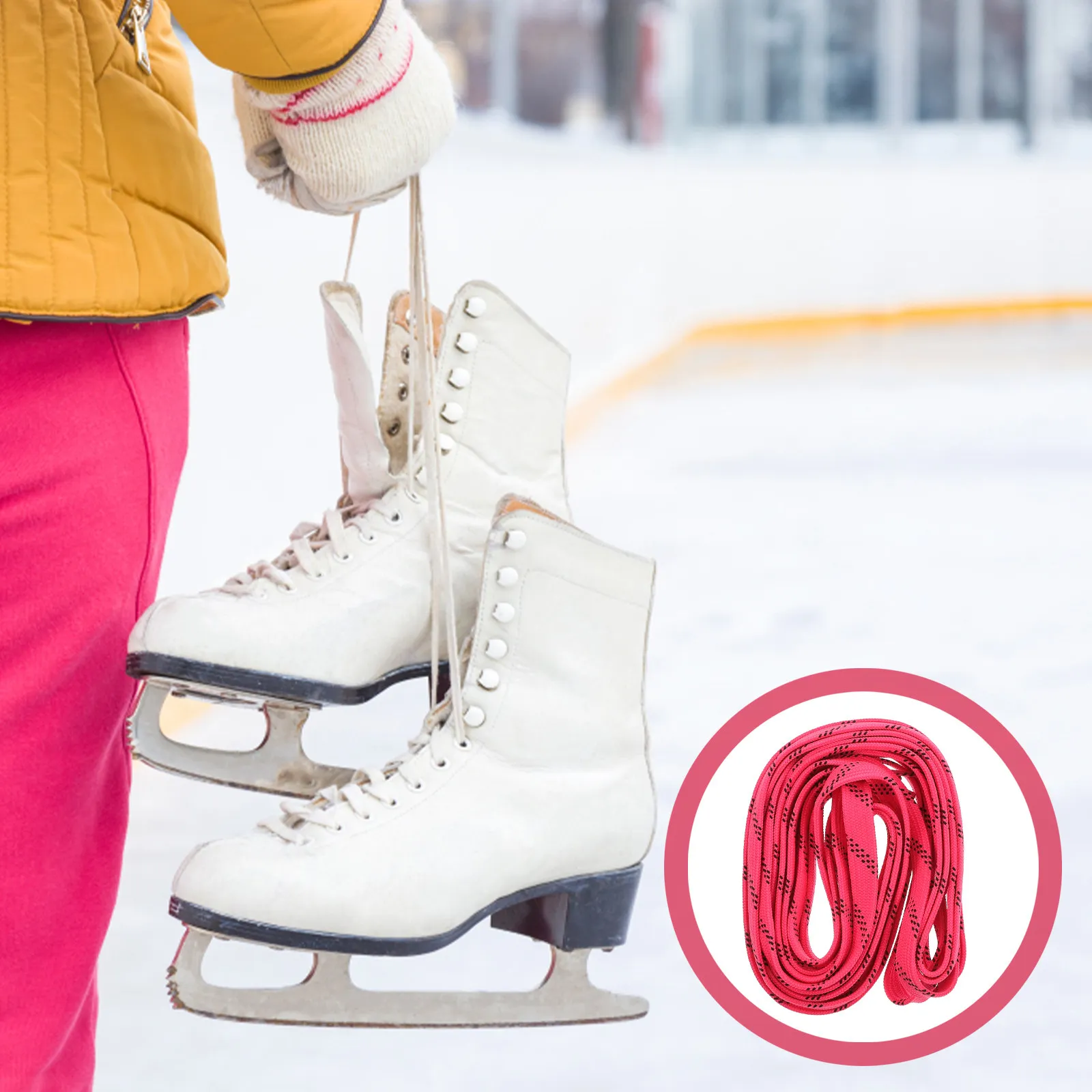 

1 Pair Polyester Shoelaces For Roller Skates Ice Skates Hockey Boots Flat Wide Shoe Ice Shoes Accessories Laces Pink