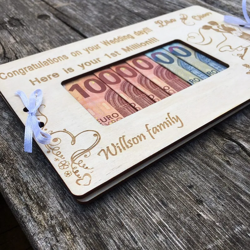 1 Pieces Personalised Wedding Gift Box Wooden Money Gift Box Idea Wooden Gift Card