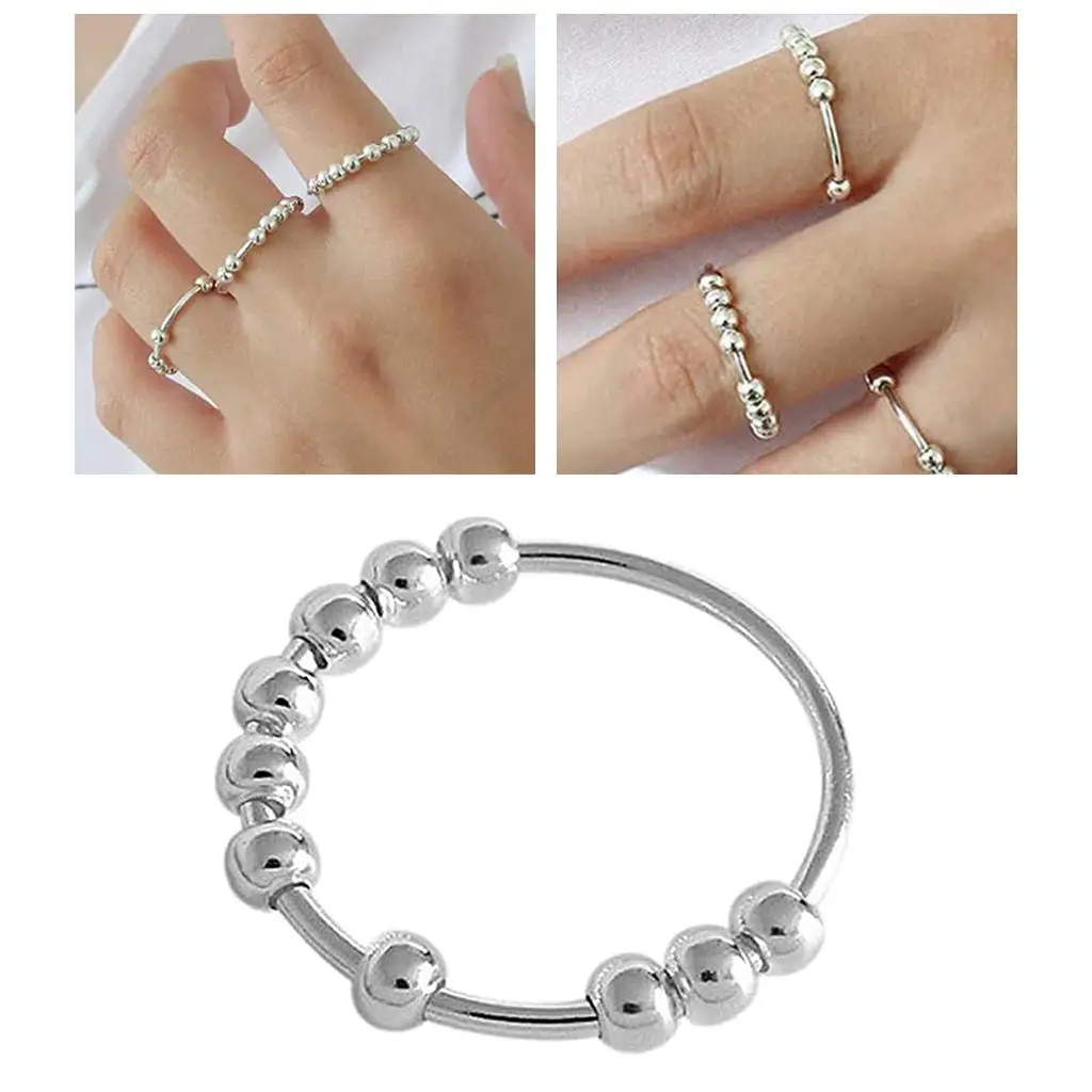 Silver Anti-Stress Rotating Ring, Anti-Stress Sensory Toy for Children