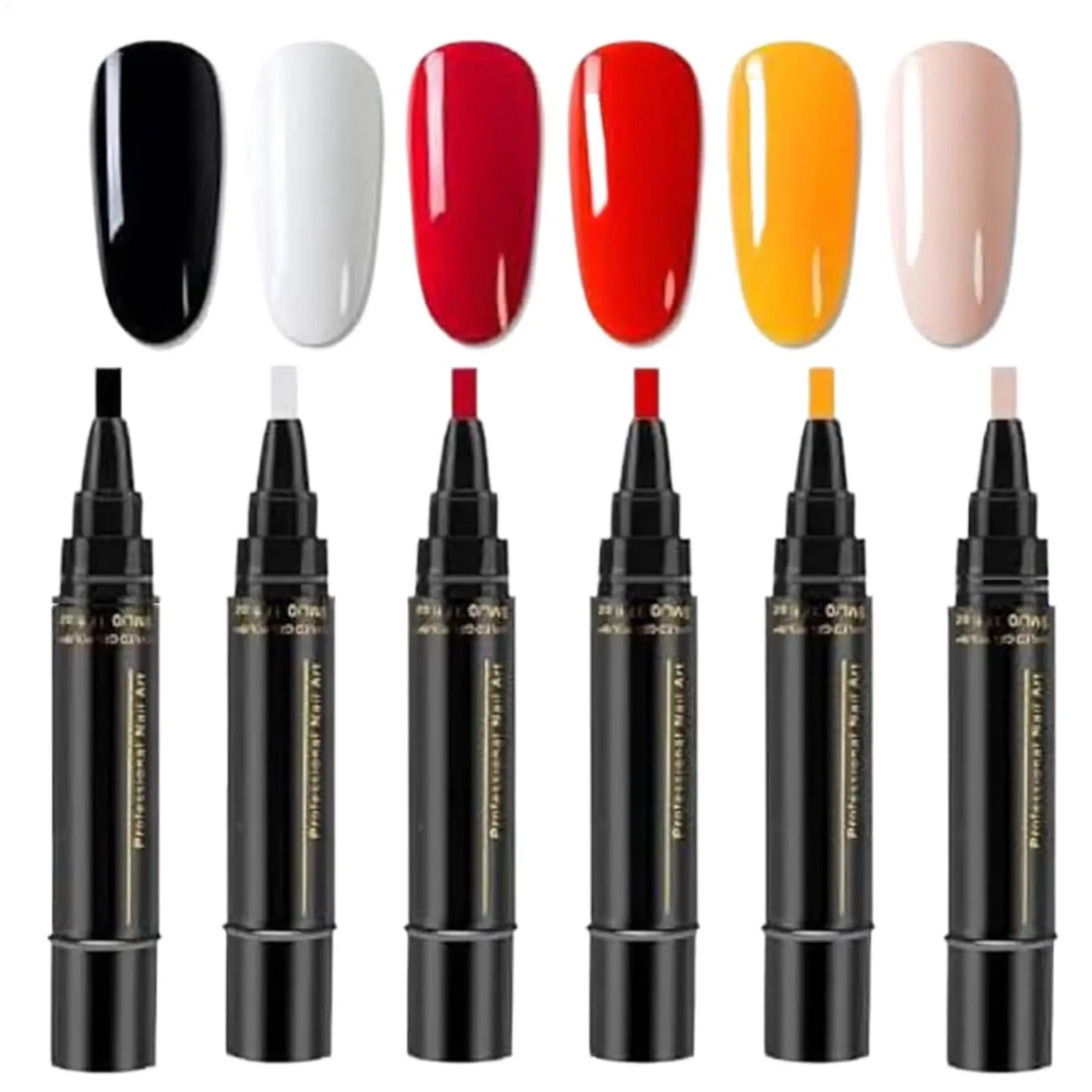 6 Colors No UV Nail Polishs Painting Pen Long-lasting Nail Arts Topcoat Painted Nail Pen Quick Drying Nail Polishs Pen