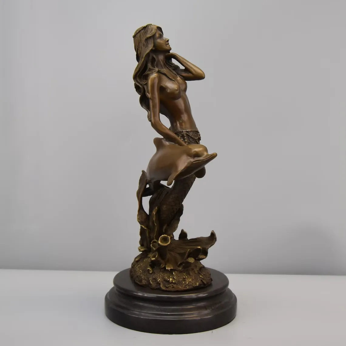 Bronze Mermaid Statue Sculpture Vintage Classic Art Hot Casting Classy Birthday Gifts Home Decor