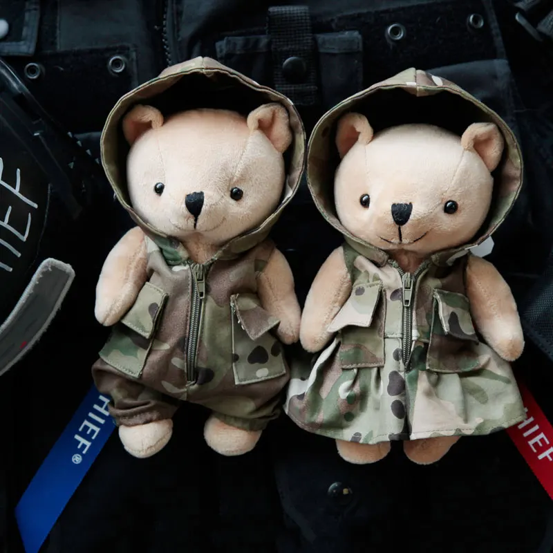 Cute Tactics Sport Bear Camouflage Decoration Army Style Plush Doll Couples Bear Military Fan Camping Backpack Pendant NA02S