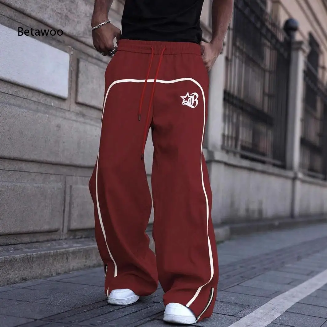Streetwear Baggy Pants with Elastic Waist and Star Logo Print