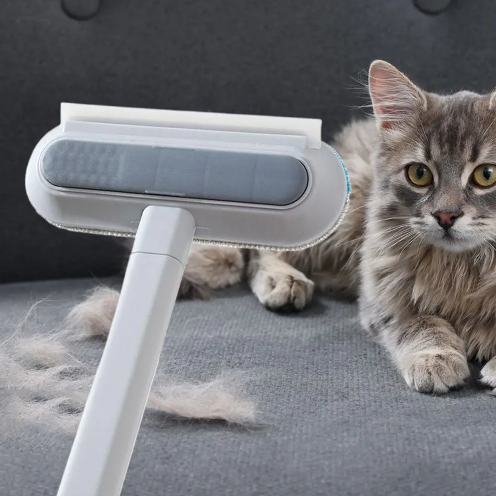 Sikat Penghilang Bulu Hewan Peliharaan Sikat Pakaian Anjing Multifungsi Sikat Bulu Kucing Gagang Panjang Sikat Bulu untuk Pakaian Karpet Jendela