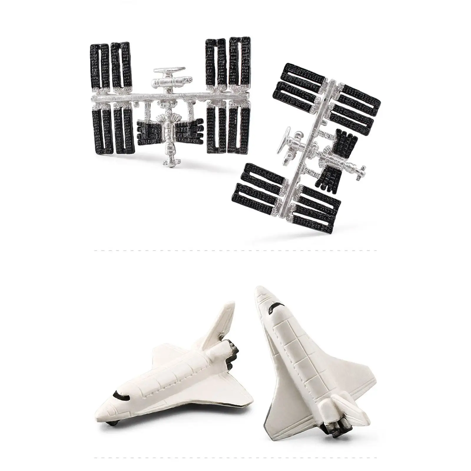 Hand Painted Astronaut Figurine Statue with International Space Station Model for Kids Educational Space Play Set