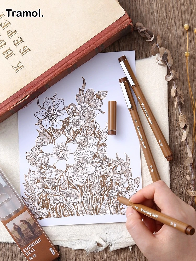 Tramol Gel Pens Brown Black Waterproof Pen Art for Hand Drawing Manga Sketching Painting Stationery School Supplies