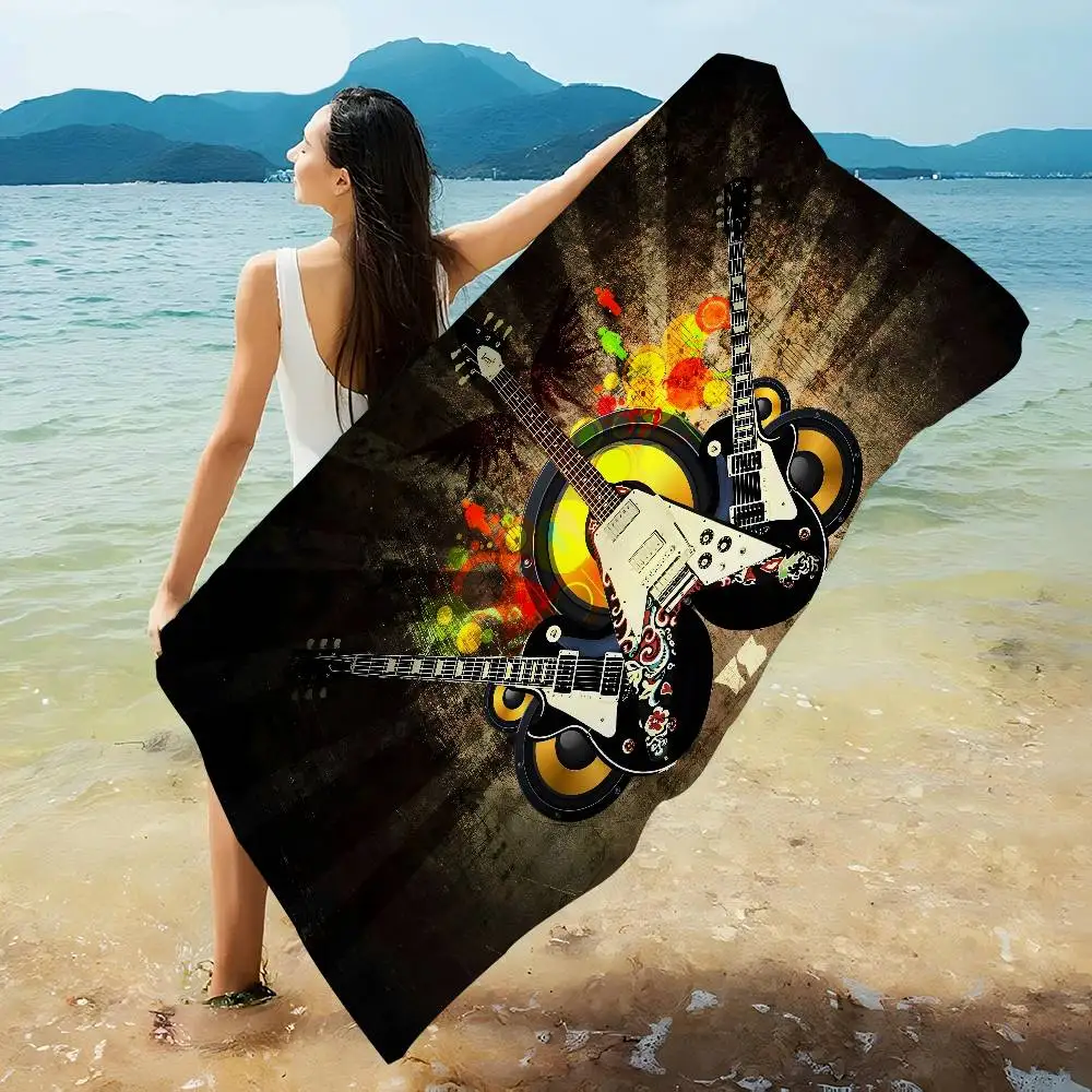 Fender Retro Guitar Instruments Music Microfiber Blanket Quick Drying Beach Towels Oversized Super Absorbent Pool Towel Blanket