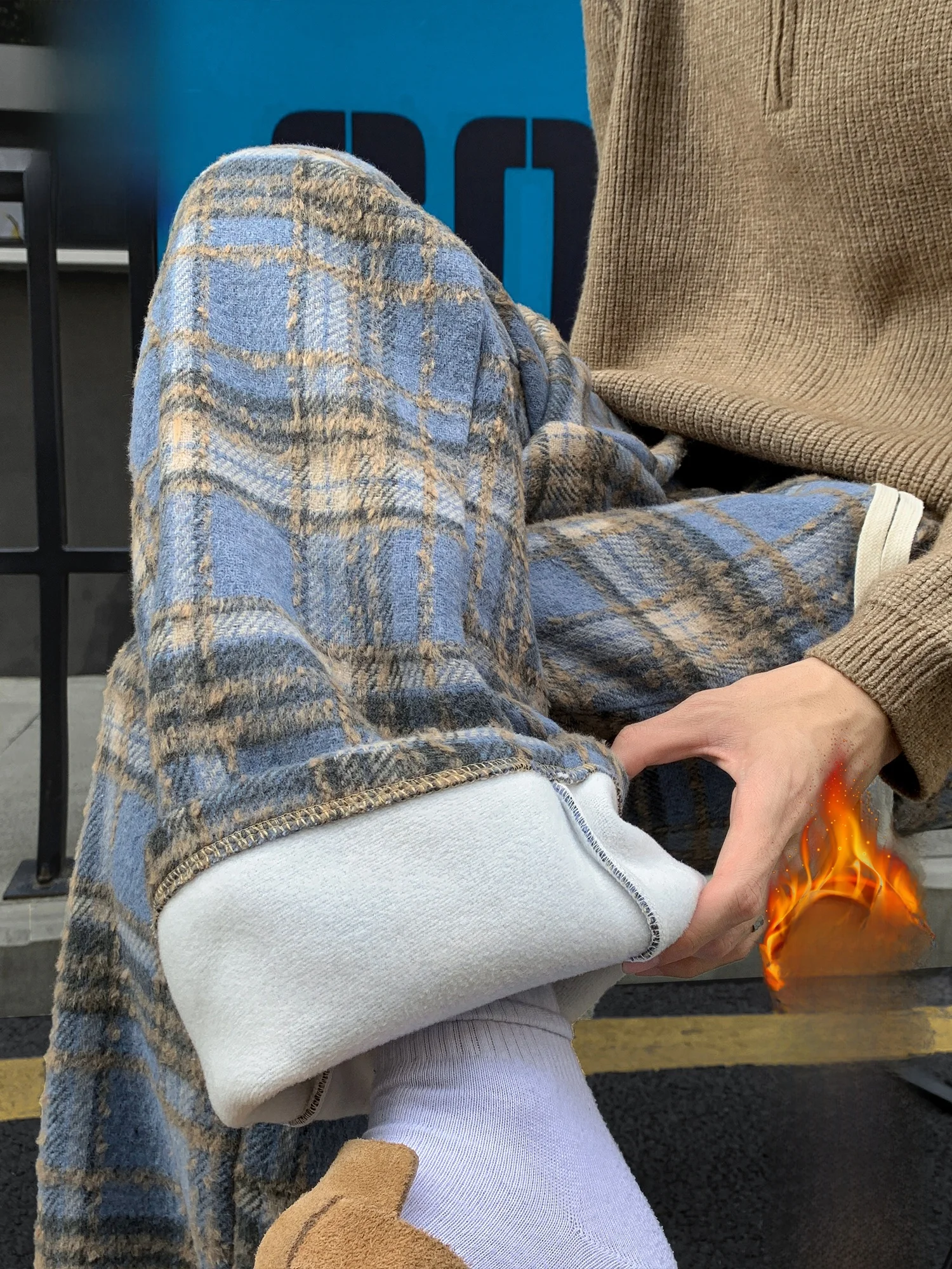 

Мужские повседневные брюки Paul Frank из смесовой шерсти на флисовой подкладке, прямые, теплые зимние брюки со средней посадкой, свободный крой, для отдыха