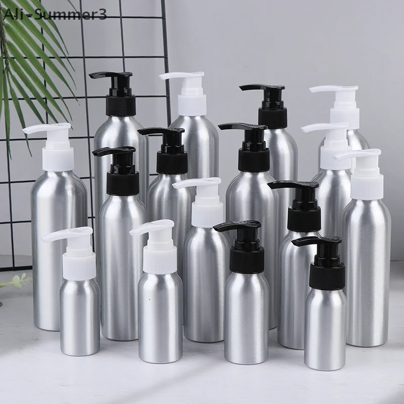 Cabezal de bomba de loción en espiral, 30-150-300ml, líquido para lavado de manos, limpiador Facial, champú, botella de aluminio, dispensador de loción vacío