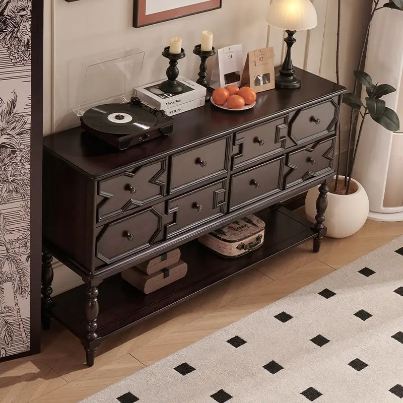 

French vintage solid wood chest of drawers, bedroom storage cabinet, bedside storage cabinet