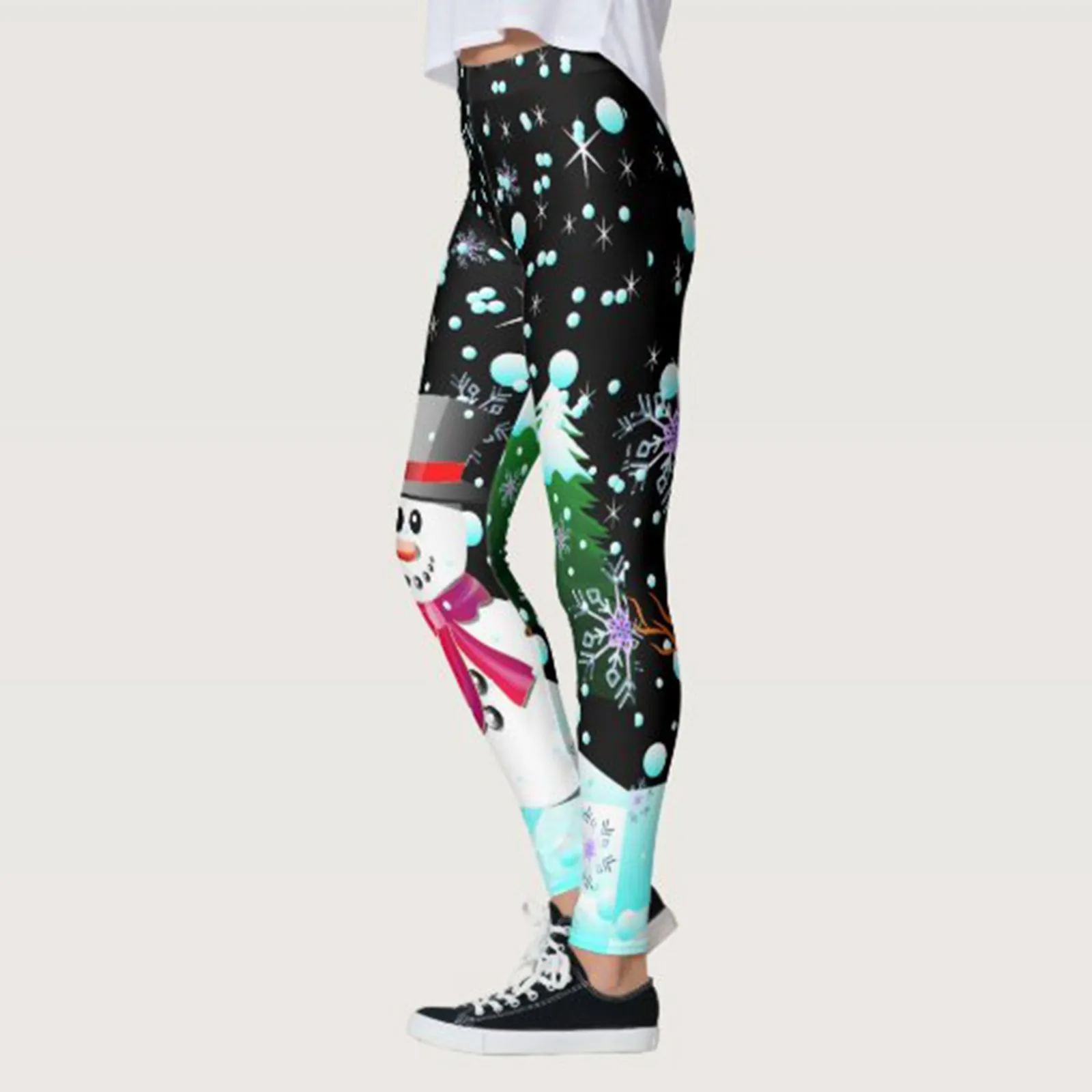 Women's Yoga Printed Pants Leggings High Waist Workout Running Sports Tights Womens Loose retchy Casual Christmas Trouser