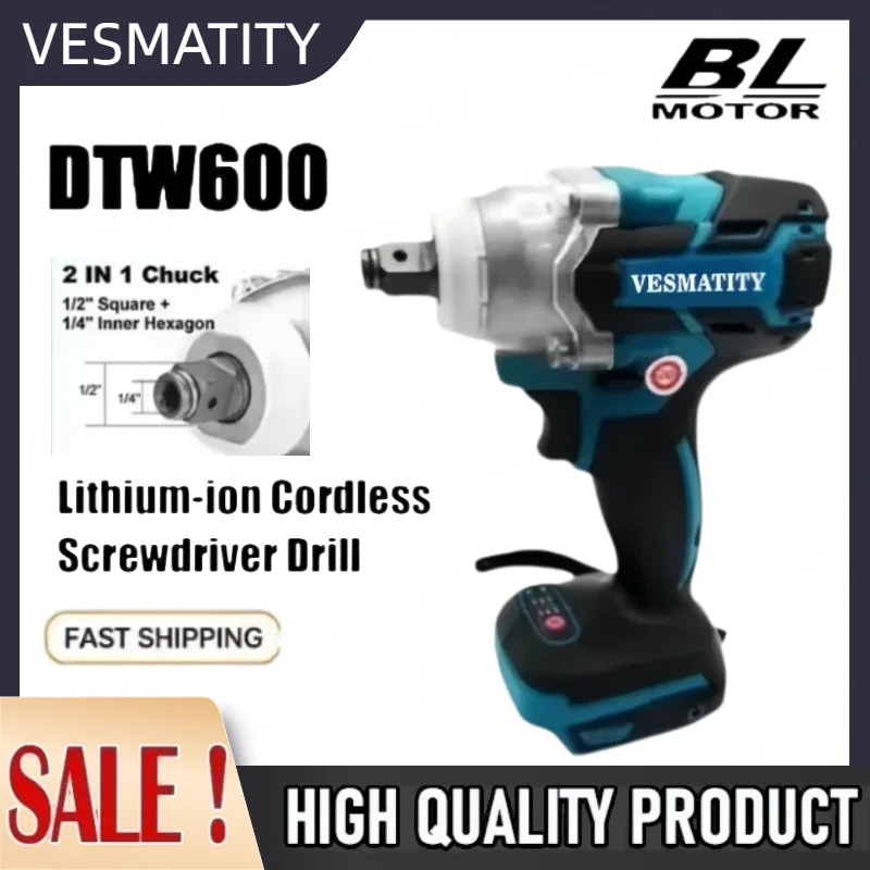 DTW600 High Torque Rechargeable Brushless Electric Wrench Impact Wrench Cordless Auto Repair Power Tool For Makita Battery