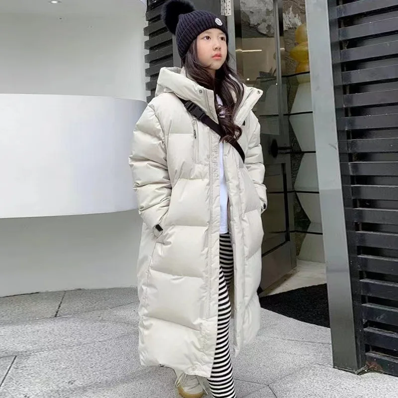 

Winter Teen Girls long Warm Thick padded jacket kids Parkas Casual Hooded Down cotton coat Kids Outerwear 12 13 Child Clothes